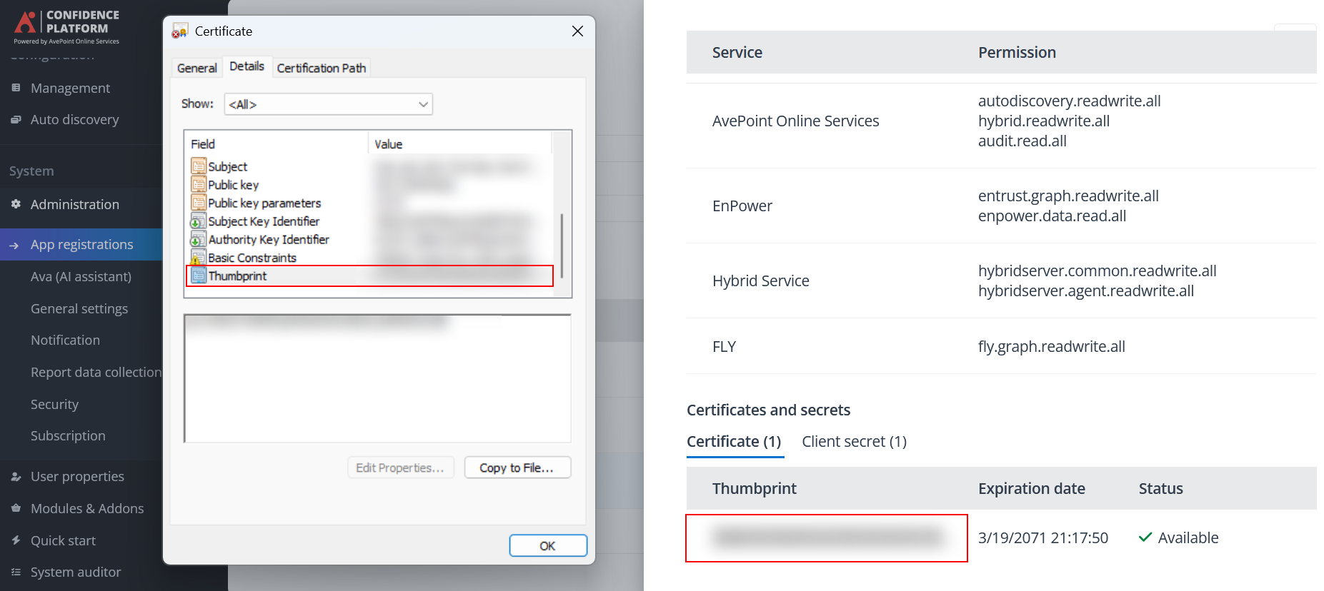 Find your thumbprint