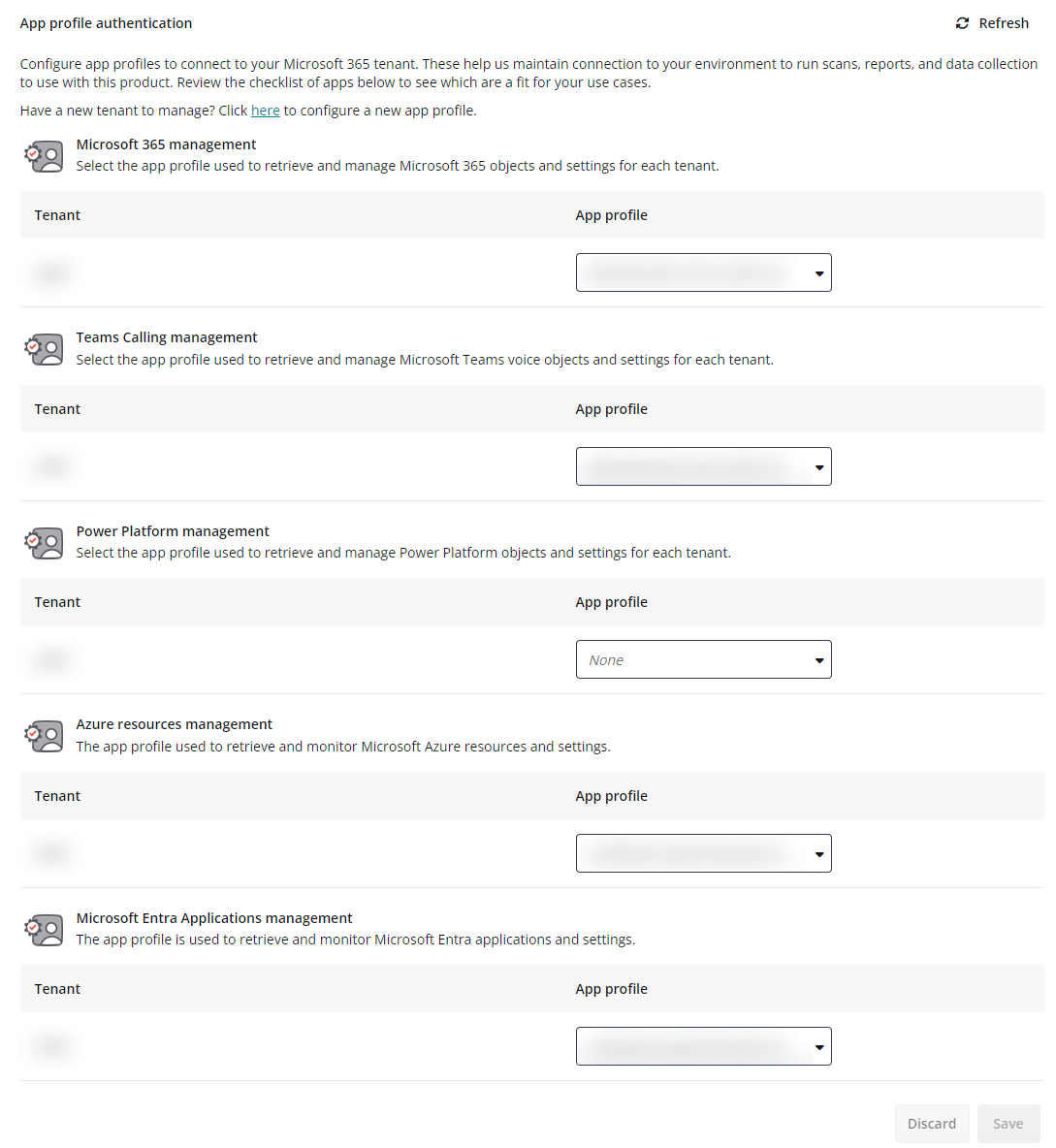 The App profile authentication section.