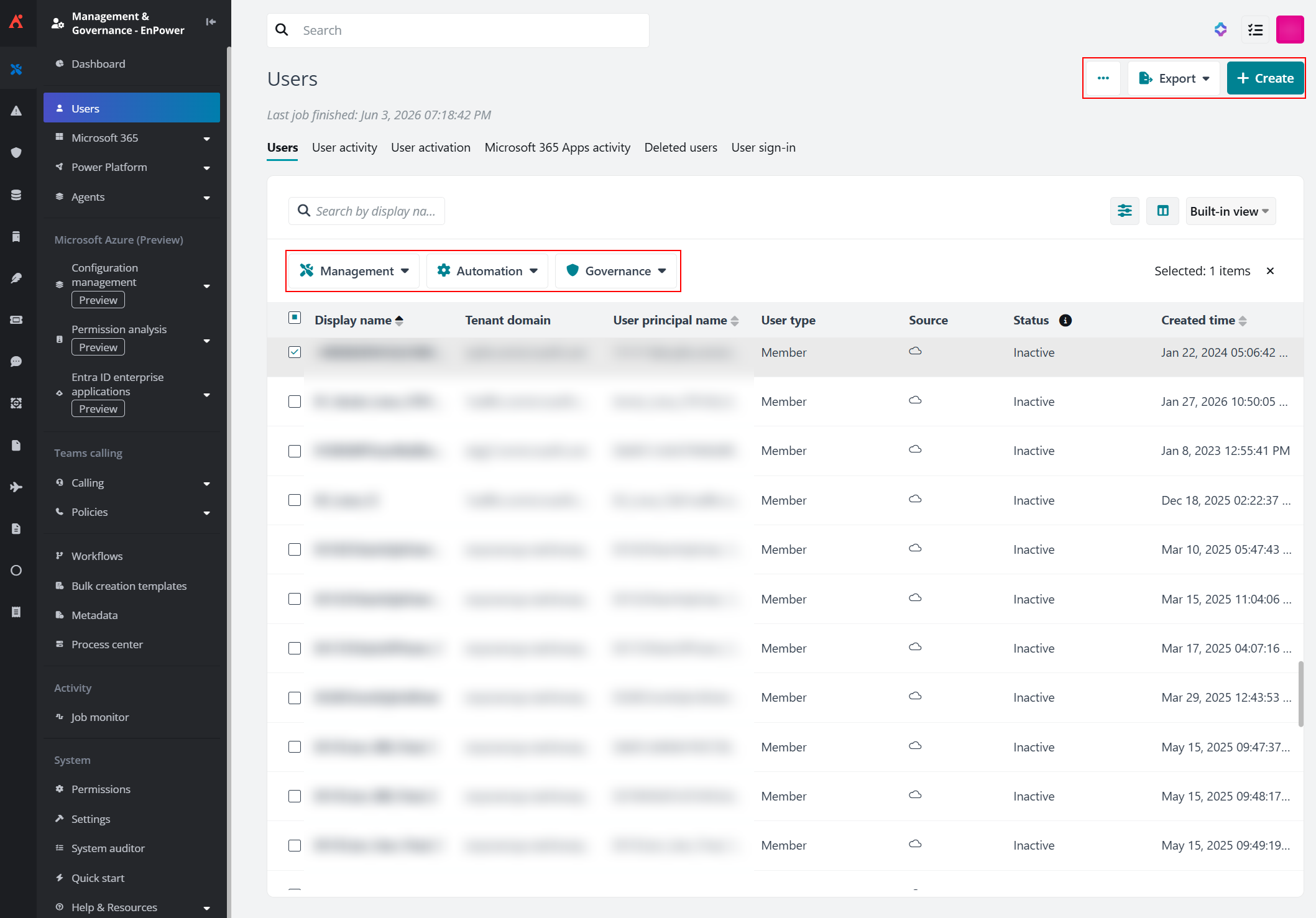 Categorized actions Categorized actions