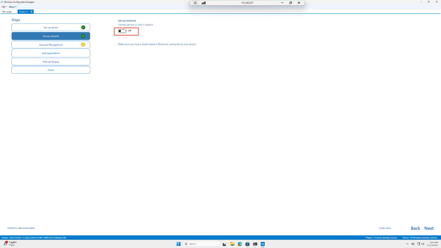 Set up network Set up network