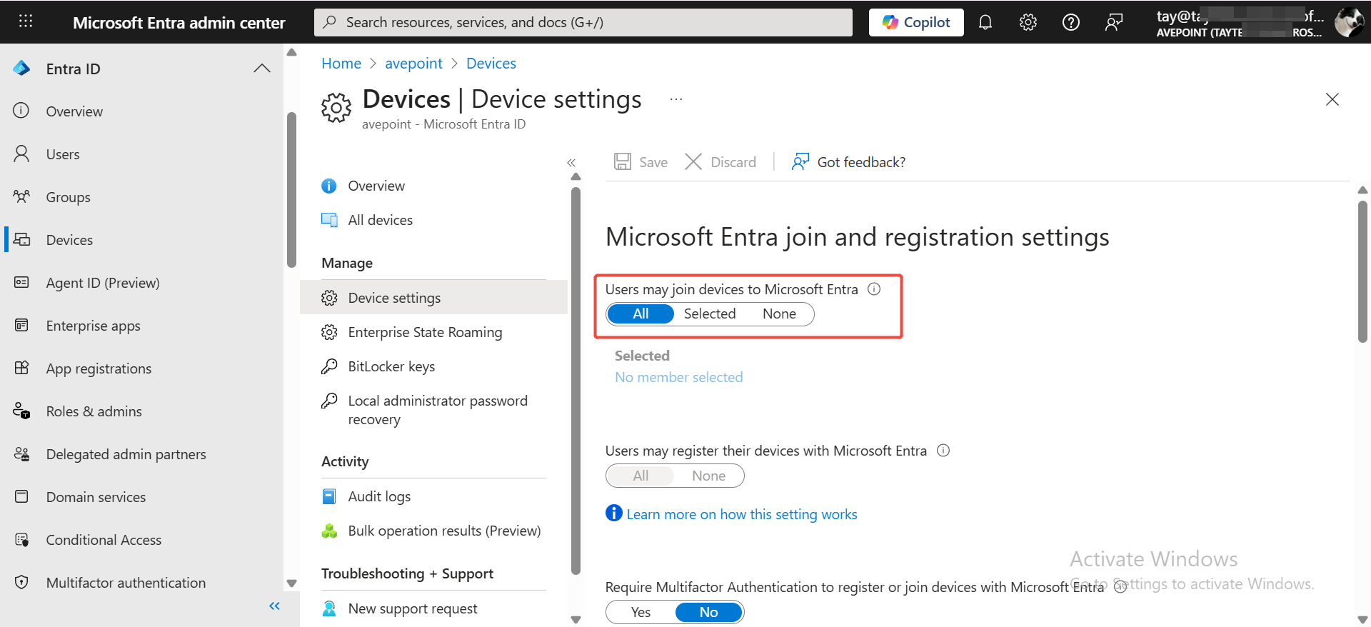 Users may join devices to Microsoft Entra Users may join devices to Microsoft Entra
