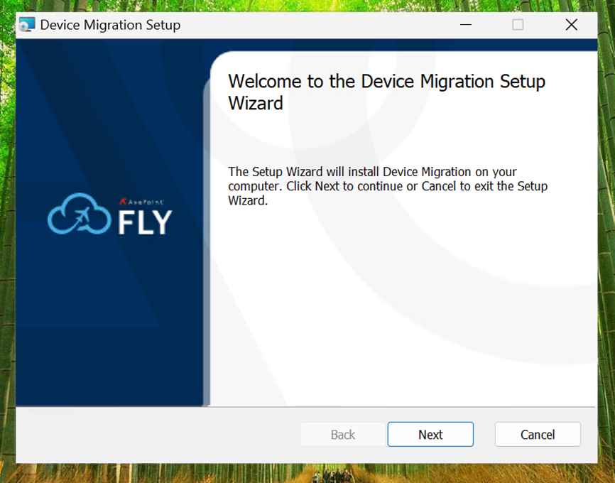 Welcome to the Device Migration Setup Wizard page Welcome to the Device Migration Setup Wizard page