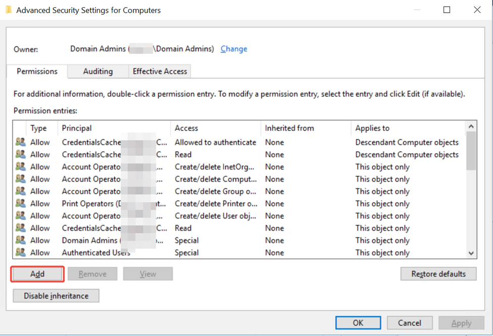 Add permissions Add permissions