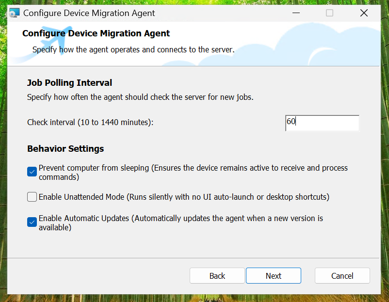 Configure Device Migration Agent Configure Device Migration Agent