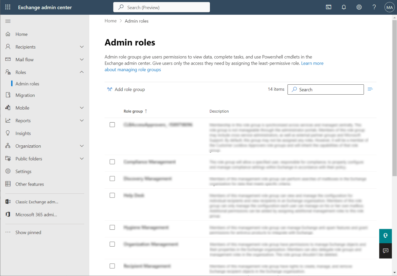 The Admin Roles page. The Admin Roles page.