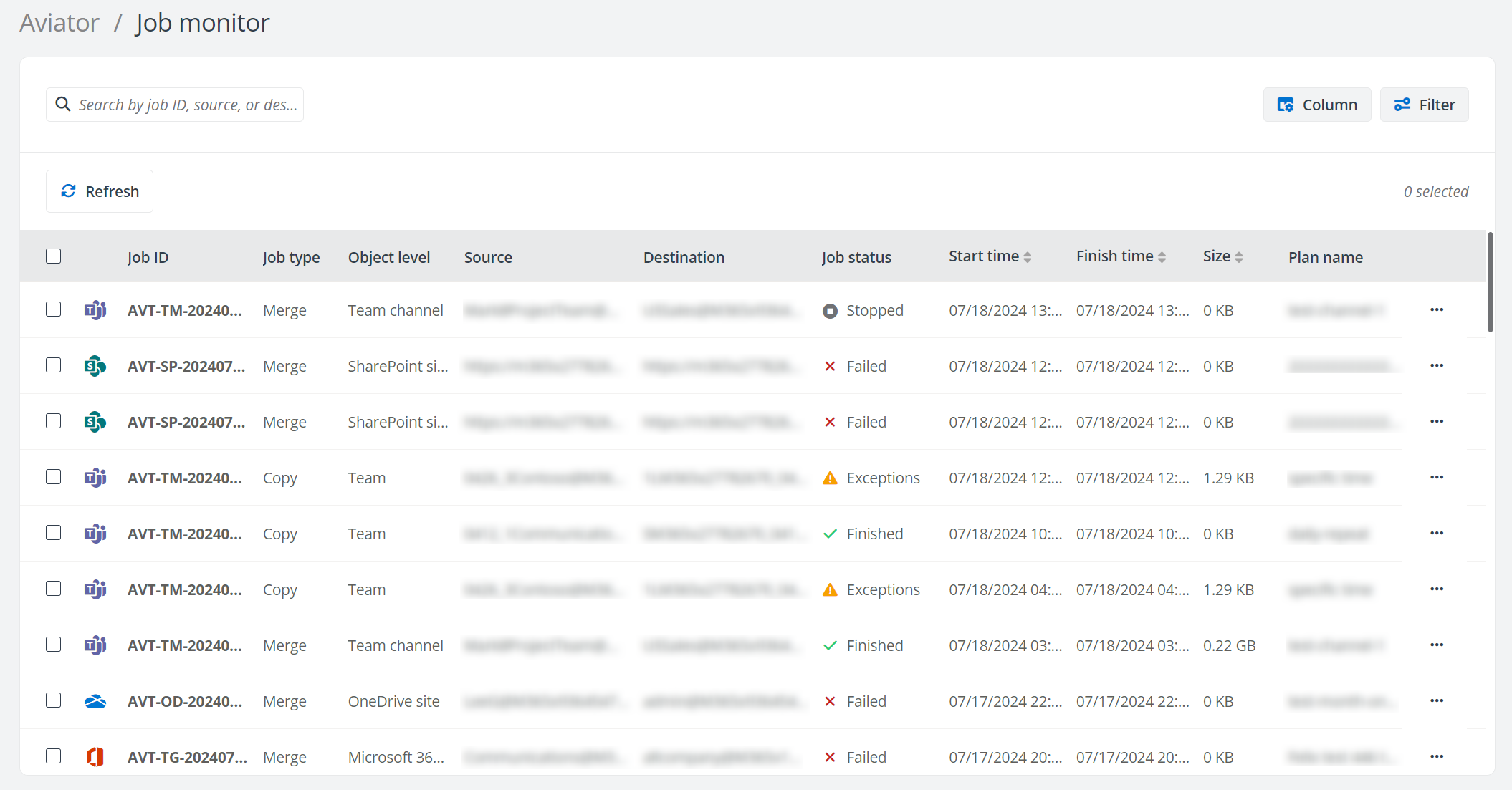 Job monitor page. Job monitor page.