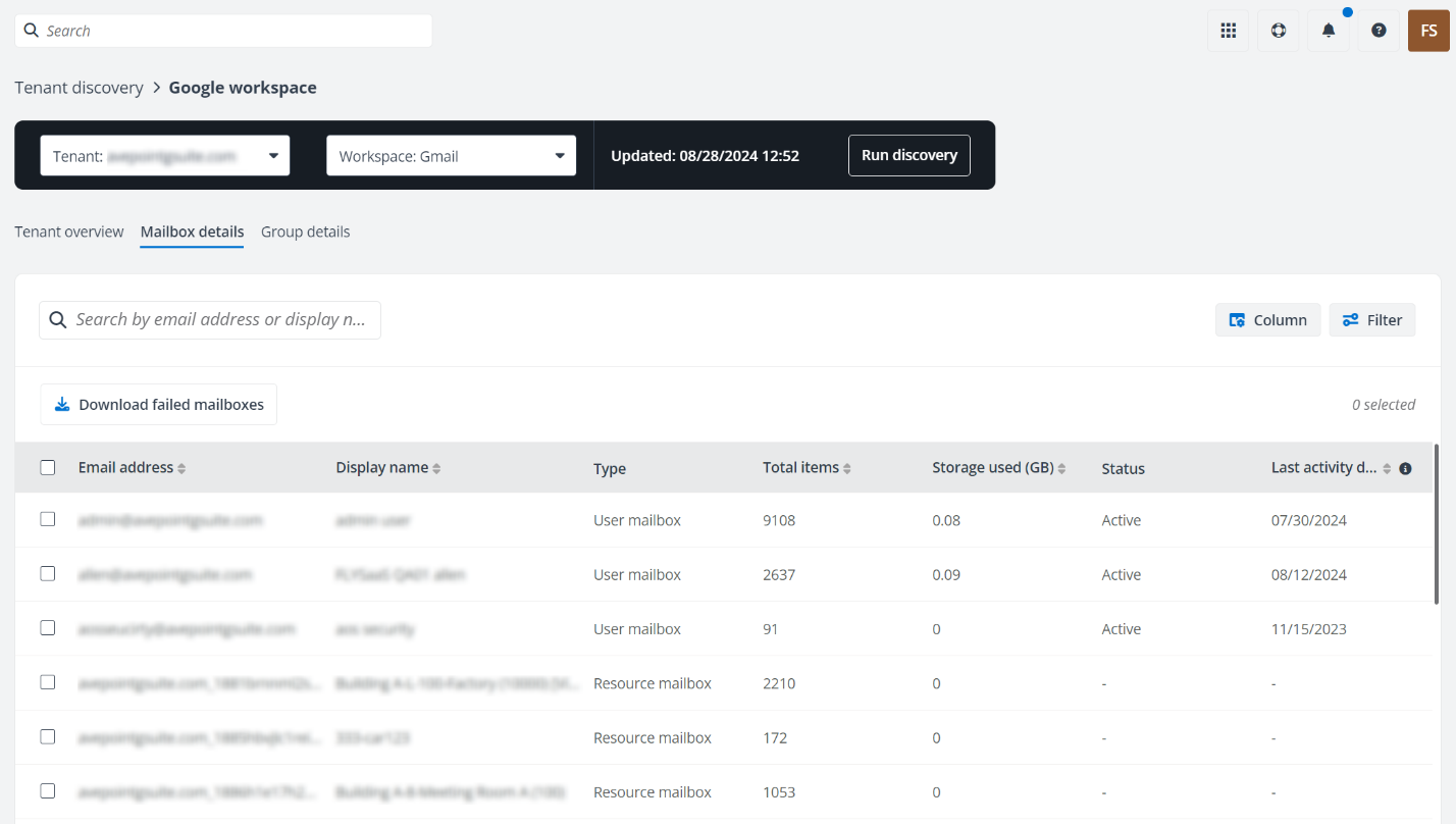 Mailbox details tab. Mailbox details tab.