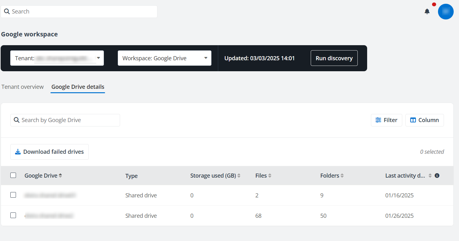 Google Drive details tab. Google Drive details tab.