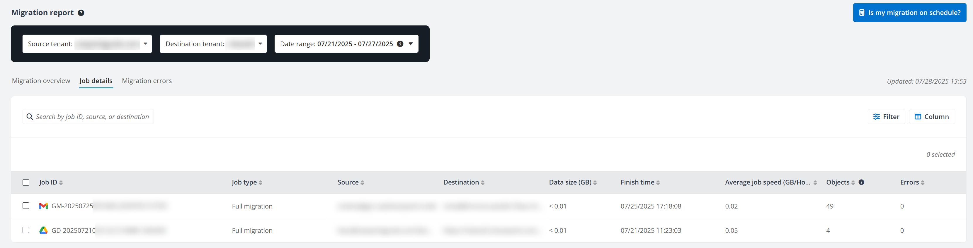 Job details tab. Job details tab.