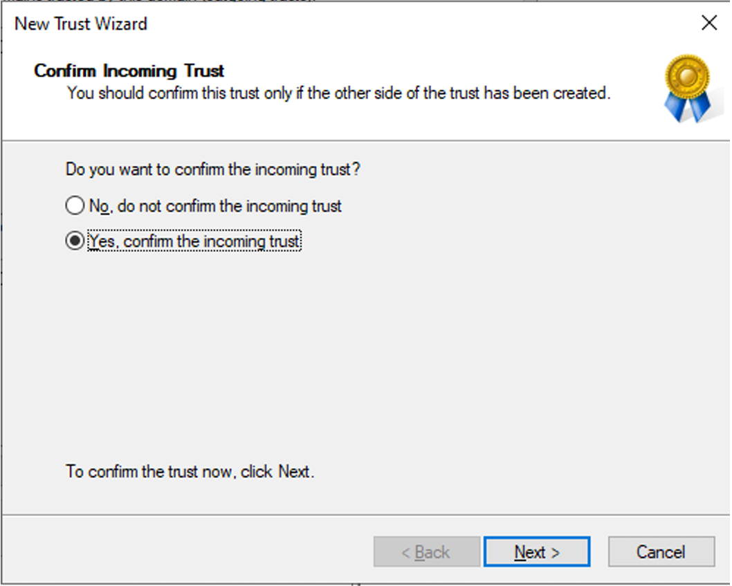 Confirm Incoming Trust Confirm Incoming Trust