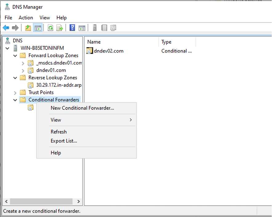 Select New Conditional Forwarder Select New Conditional Forwarder