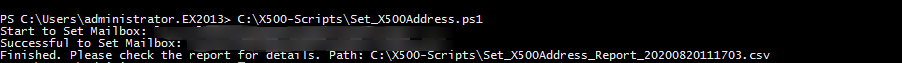 Running the Set_X500Address.ps1 script Running the Set_X500Address.ps1 script