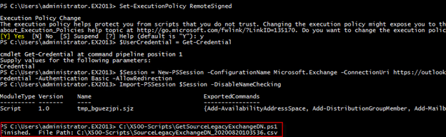 GetSourceLegacyExchangeDN.ps1 script 