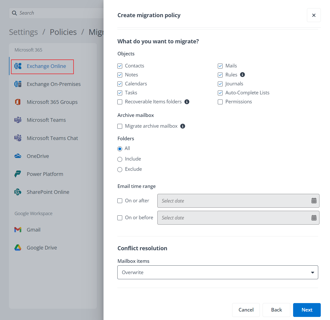 Exchange data that will be migrated. Exchange data that will be migrated.