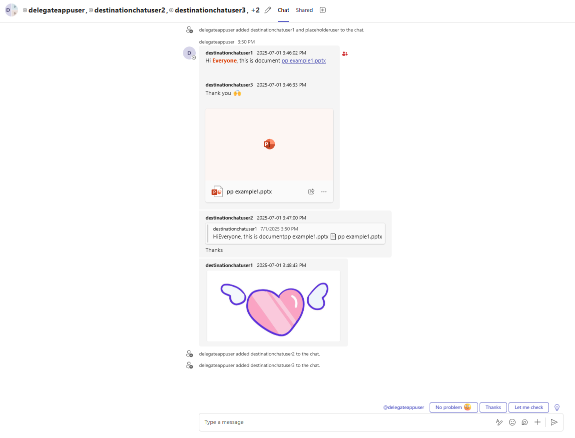 Destination group chat without name, Destination group chat without name,