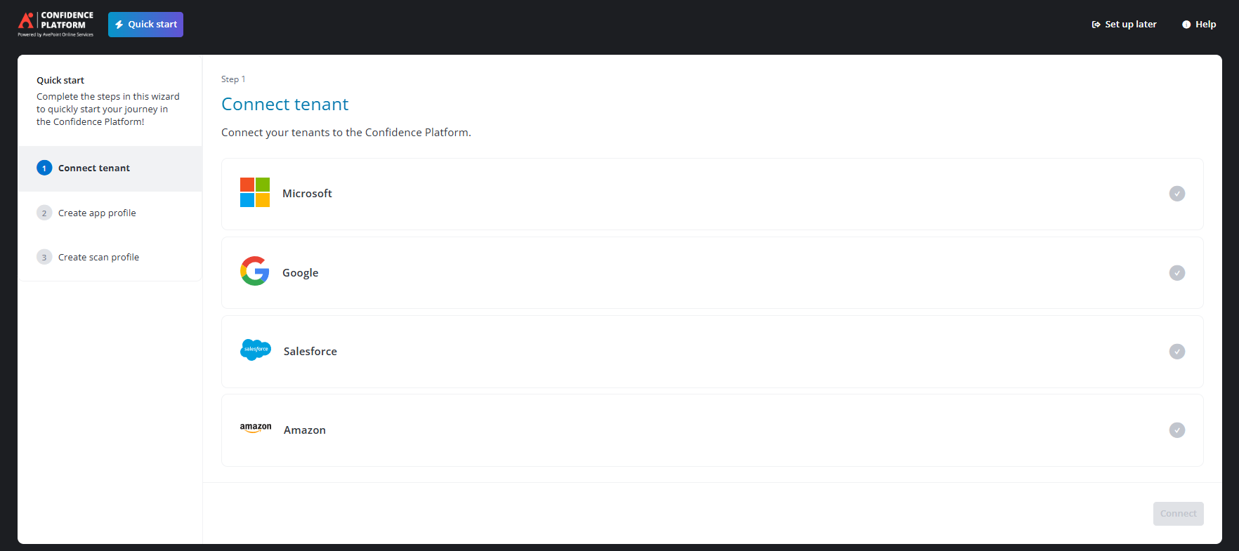 The Quick start wizard.