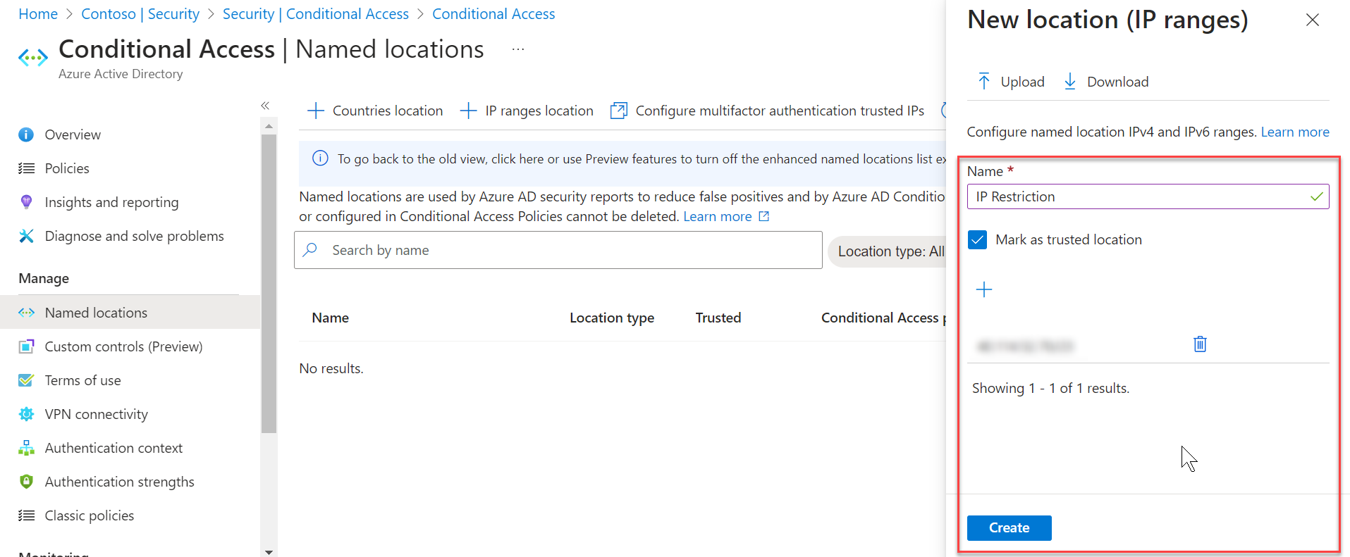 Configuring a new IP ranges location. Configuring a new IP ranges location.
