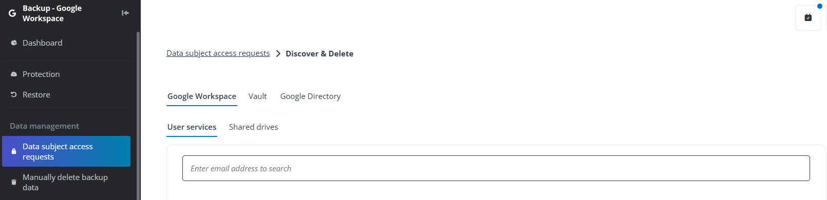 The Discover & Delete page.