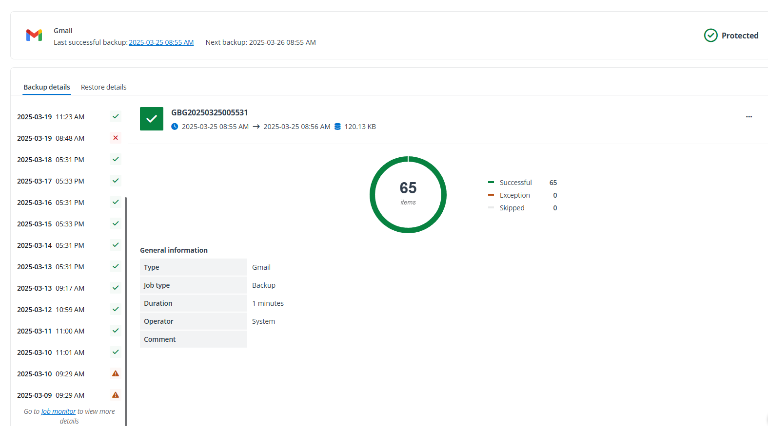 The More details page.