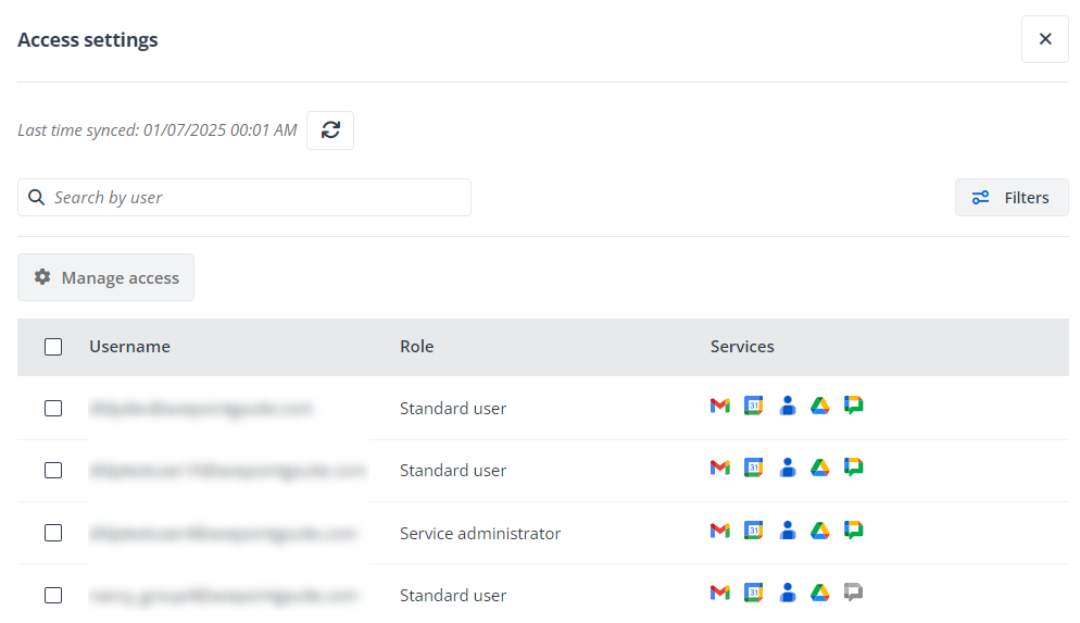 Configuring Access settings.
