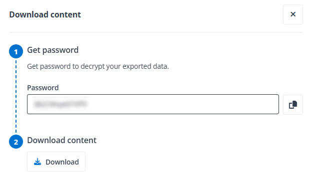 The Download content panel.