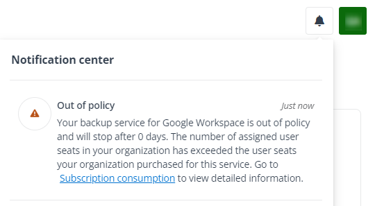 The Notification center pane.