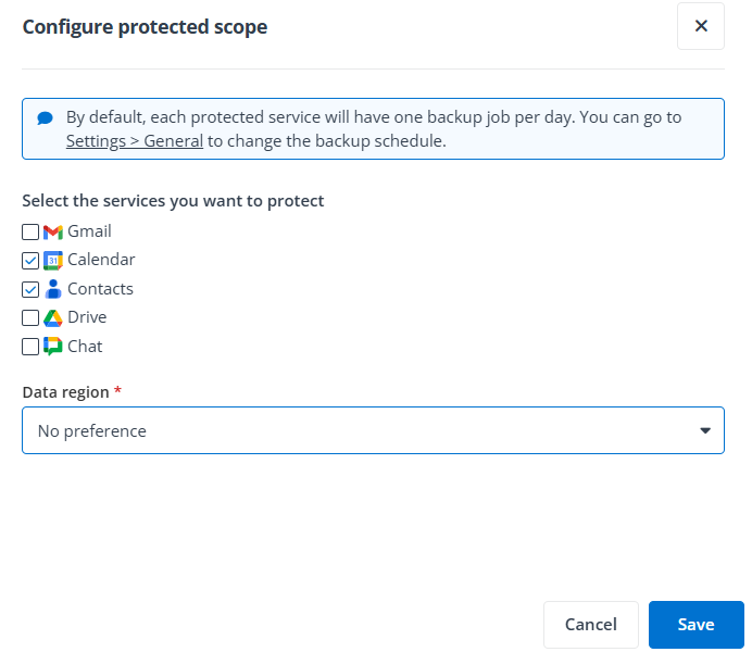 Configuring the data region. Configuring the data region.