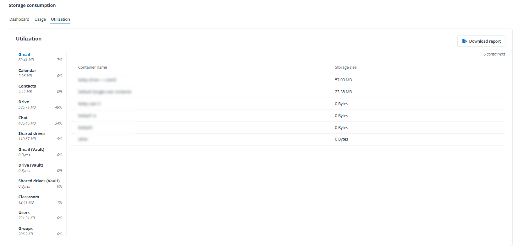 View reports under the Utilization tab on the Storage consumption page. View reports under the Utilization tab on the Storage consumption page.