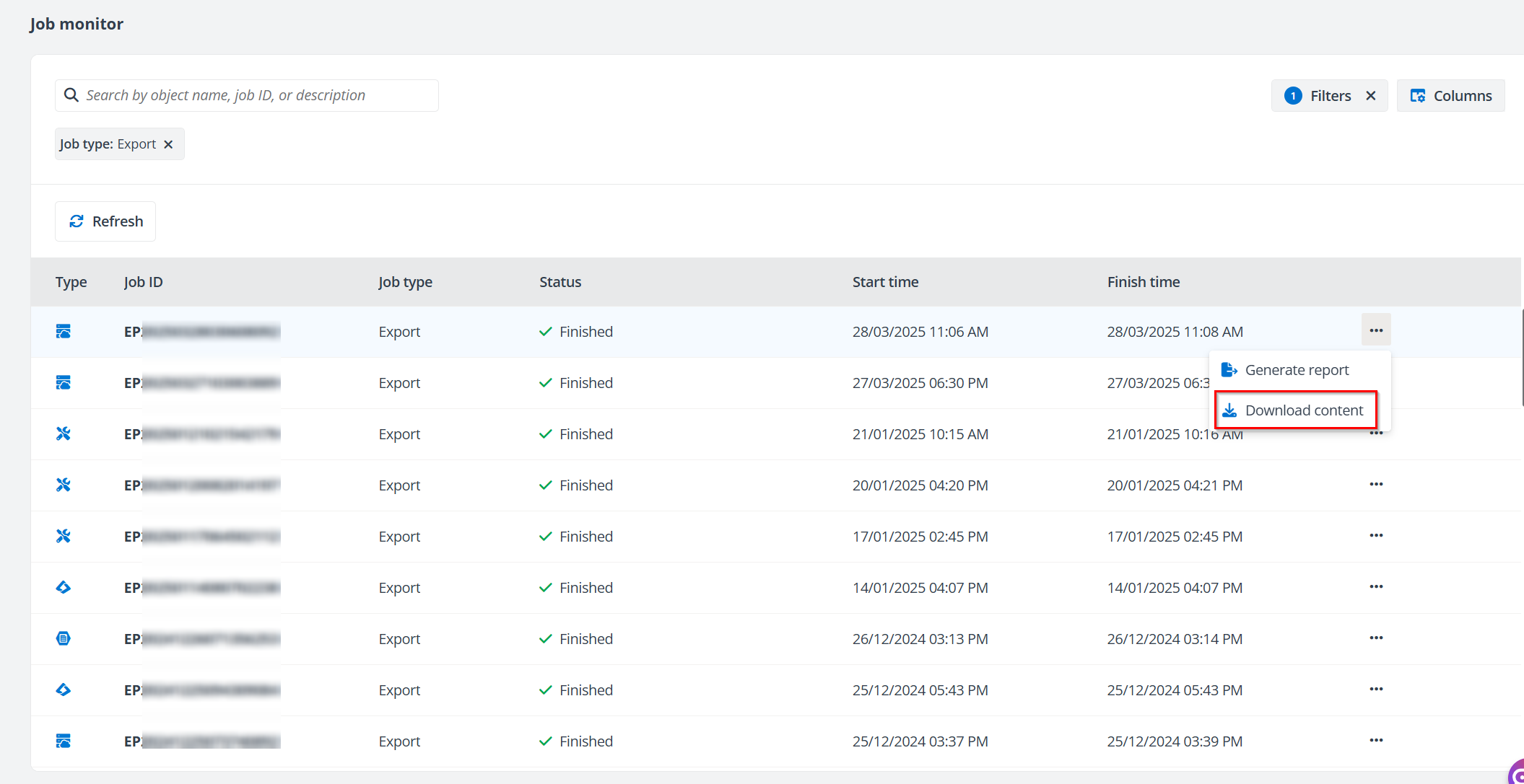 The Download content action. The Download content action.