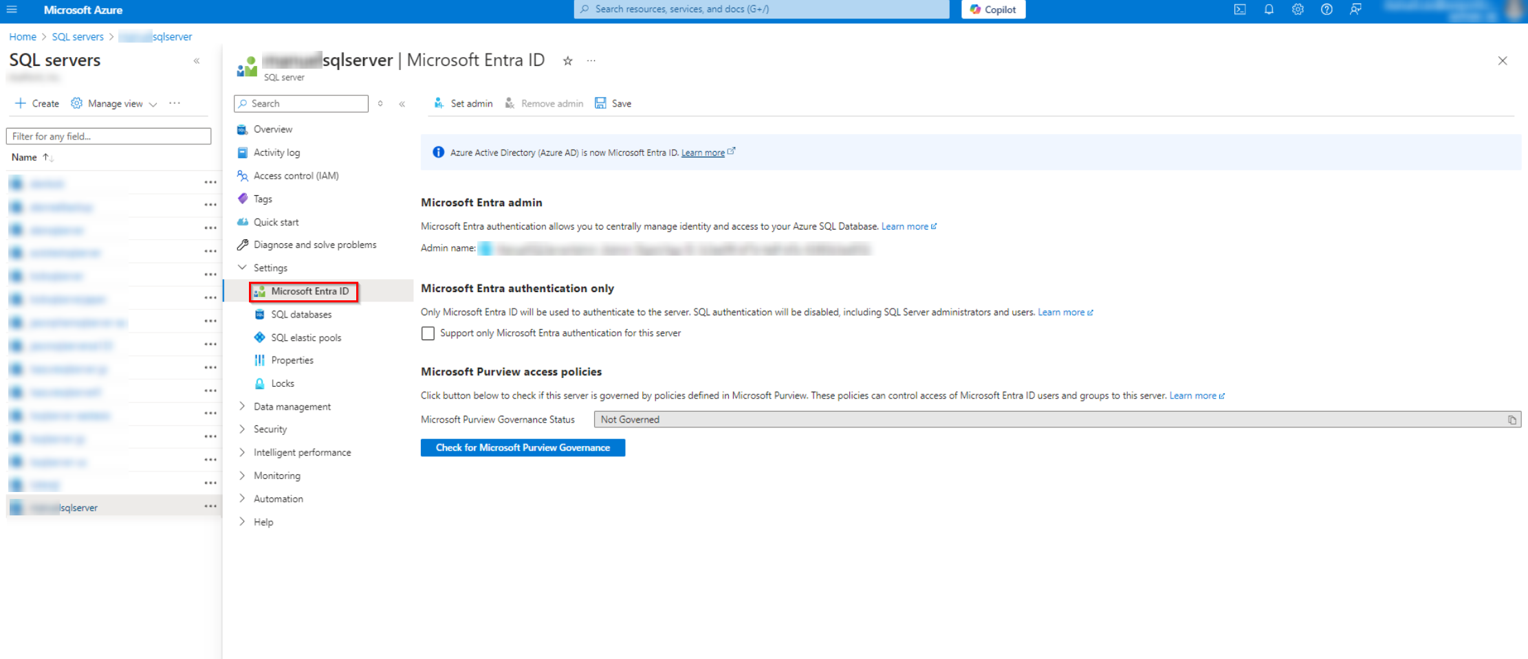 Navigate to Settings > Microsoft Entra ID. Navigate to Settings > Microsoft Entra ID.