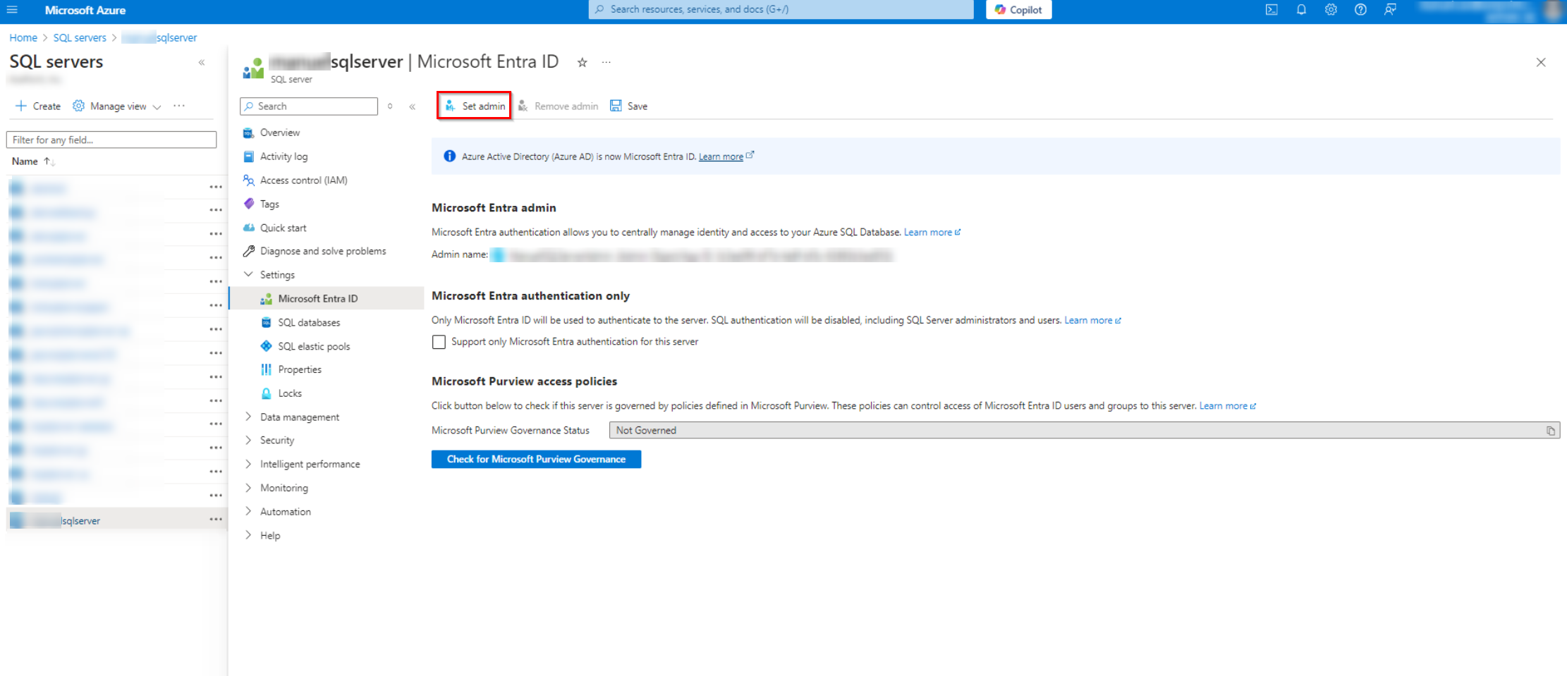 Click Set Admin. Click Set Admin.