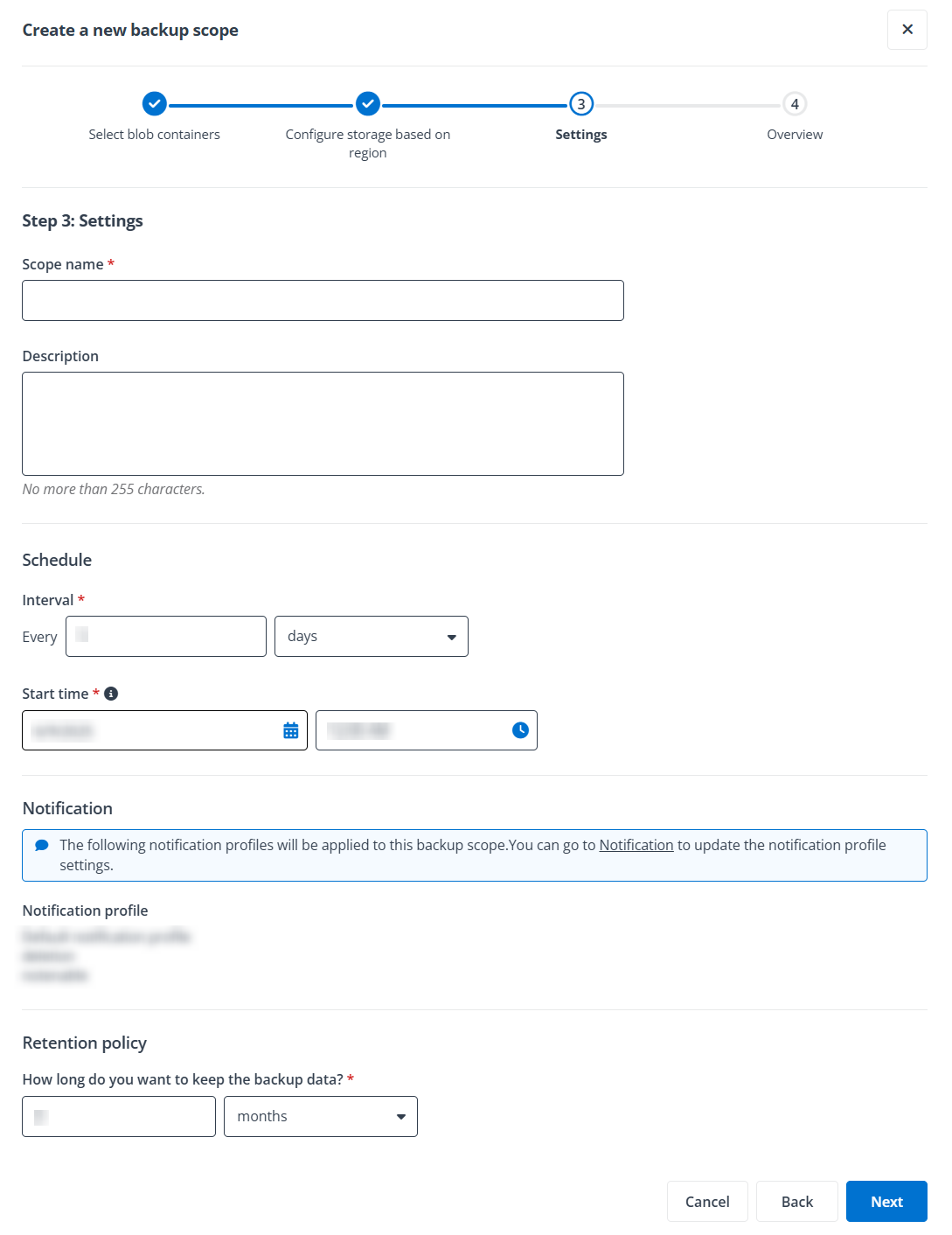 The backup scope settings. The backup scope settings.