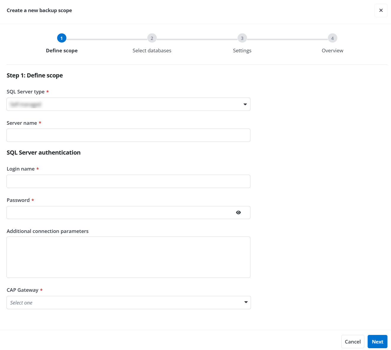The Define scope step.