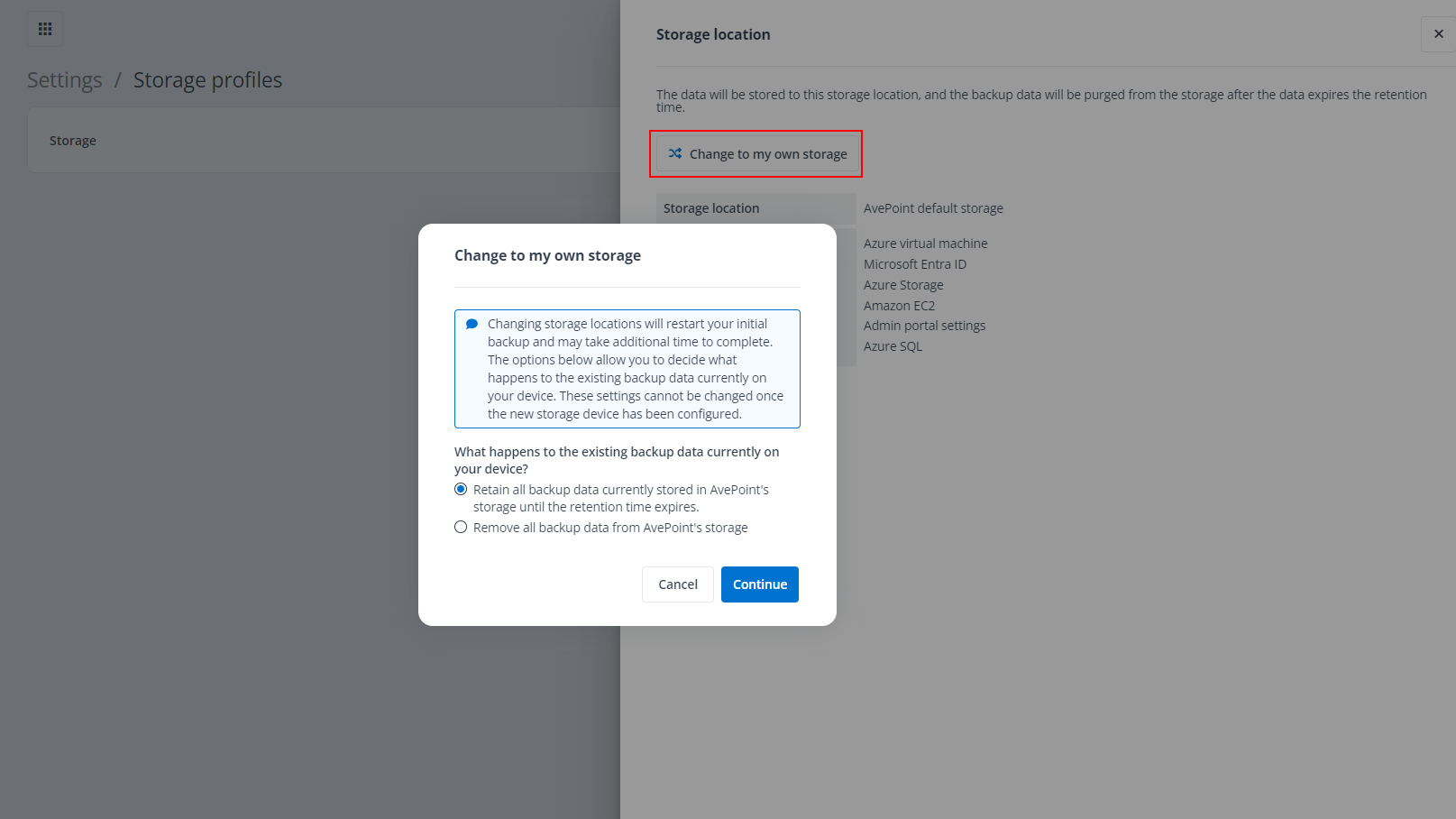 Go to configure your own storage. 