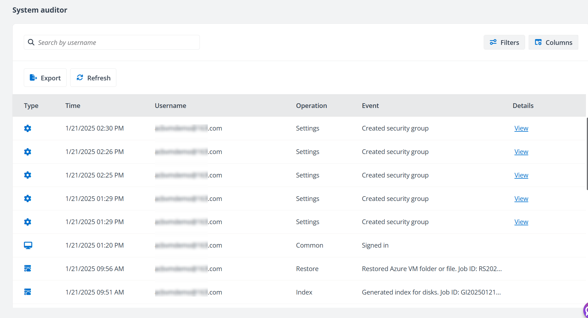The System auditor report. The System auditor report.
