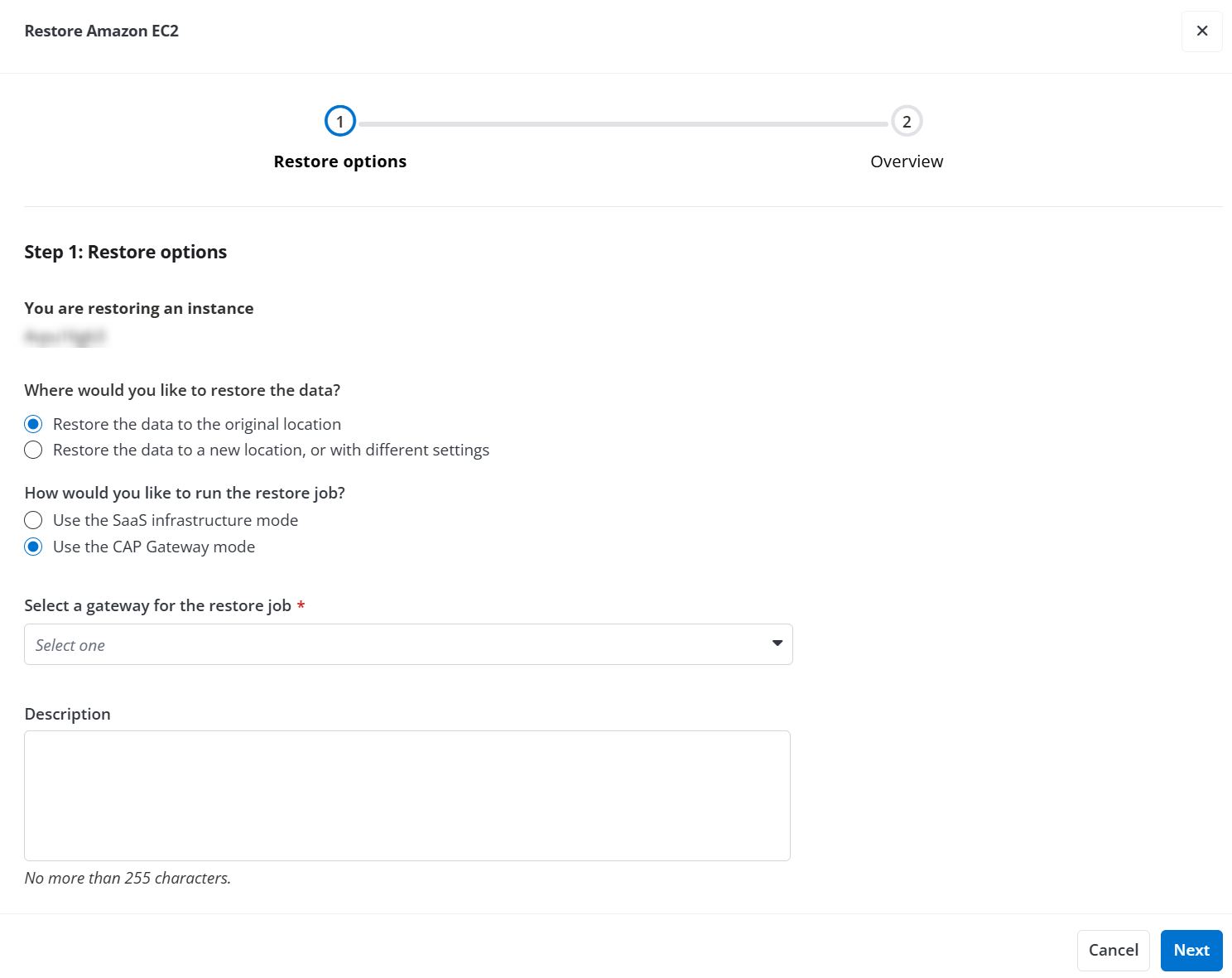 Step 1: Restore options.