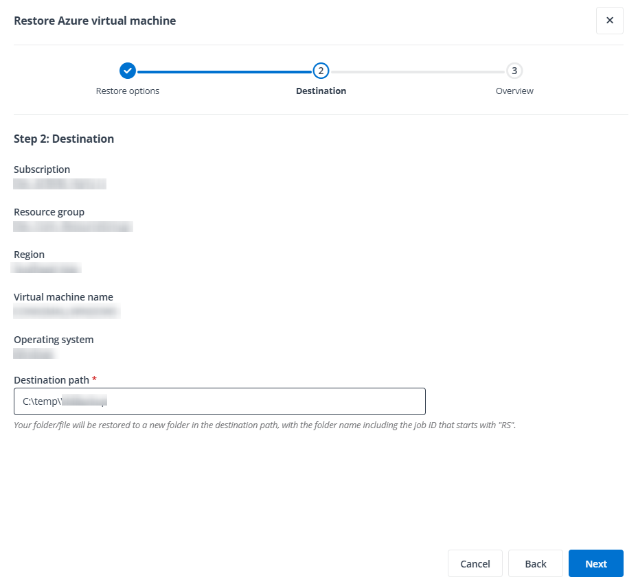 The Destination step.