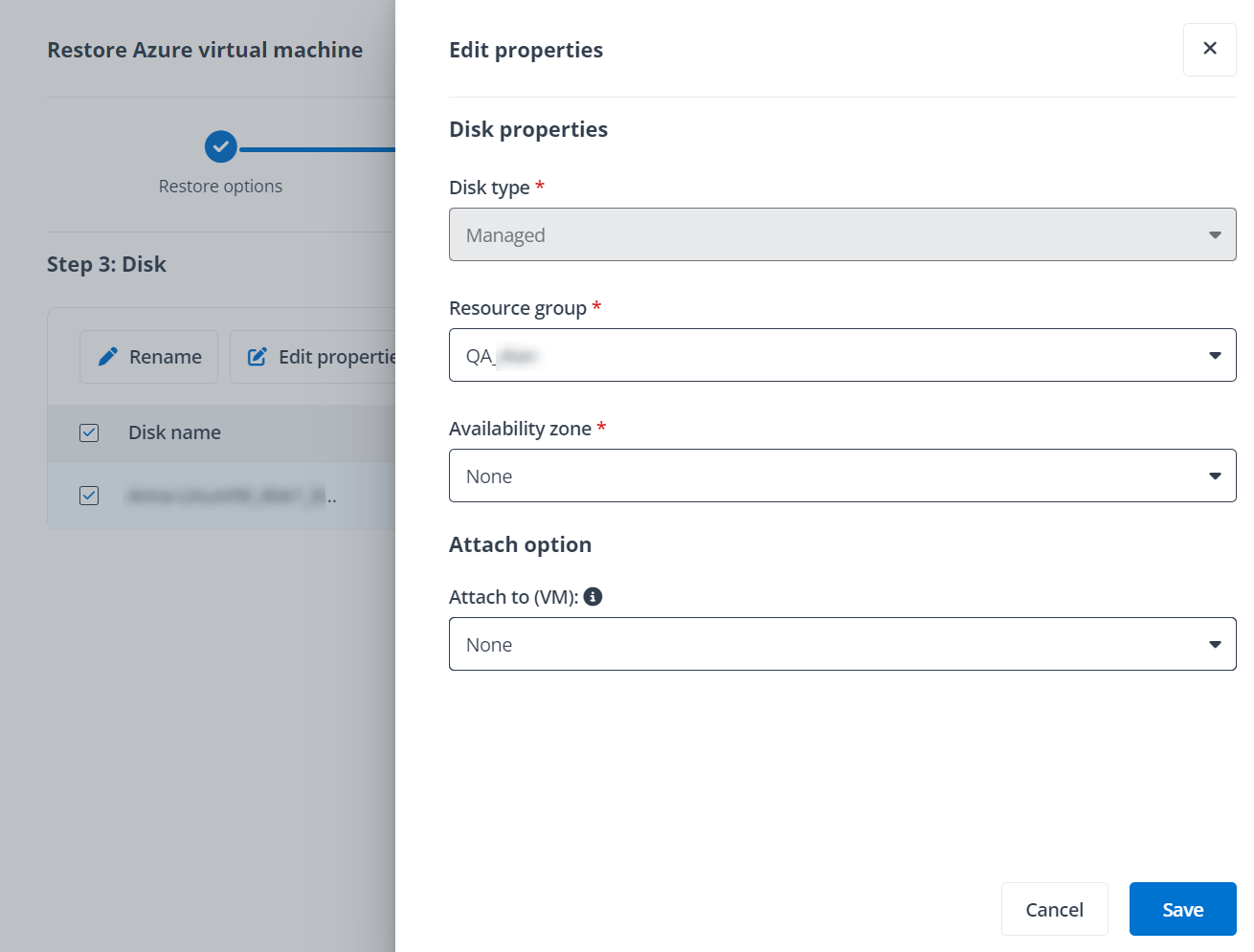 Edit disk properties.