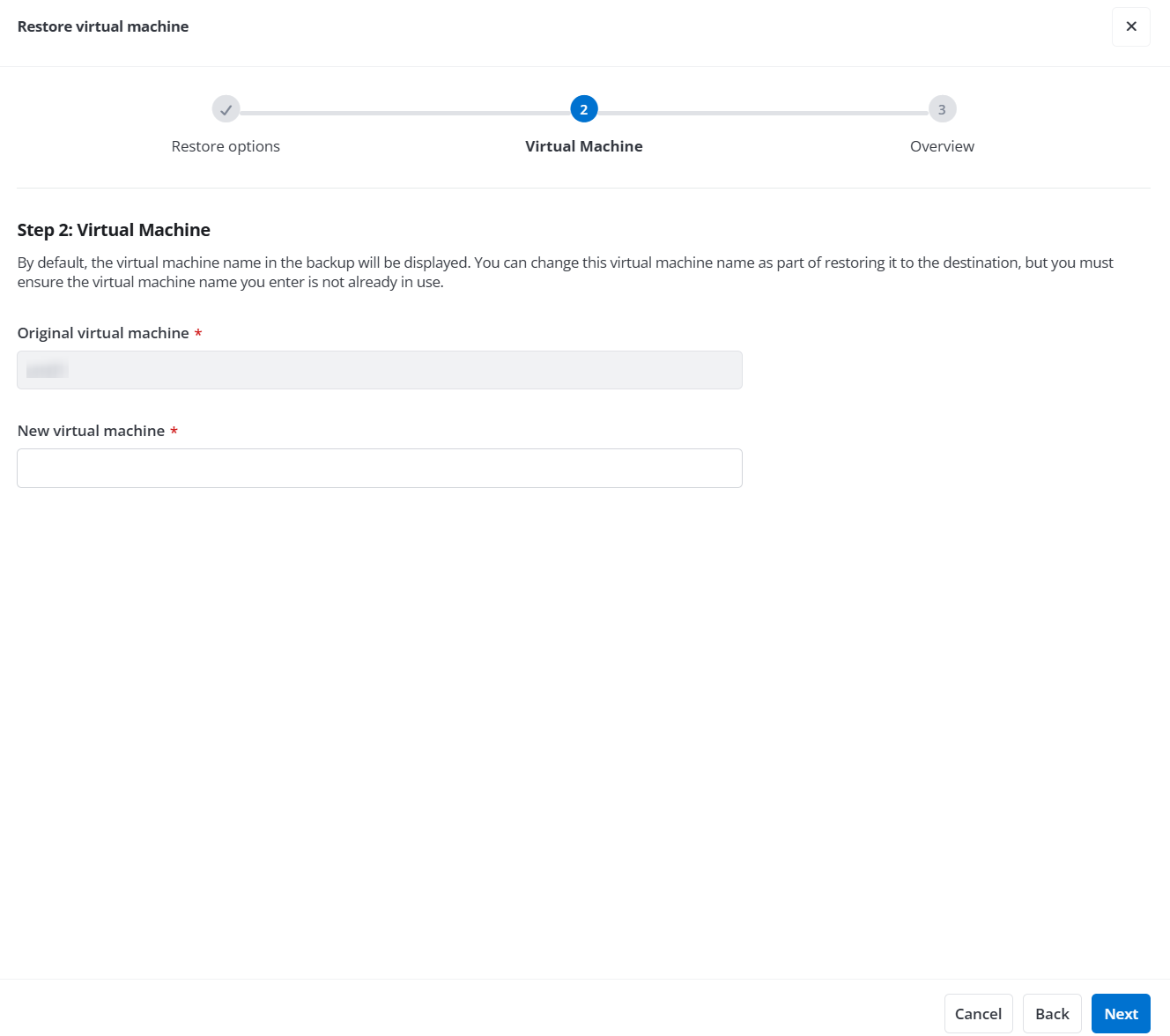 The Virtual Machine step.
