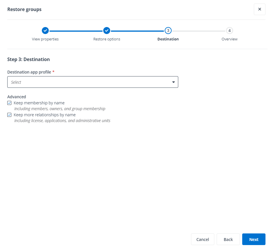 The Destination step.