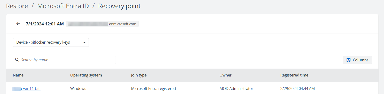 The device with bitlocker recovery keys. The device with bitlocker recovery keys.
