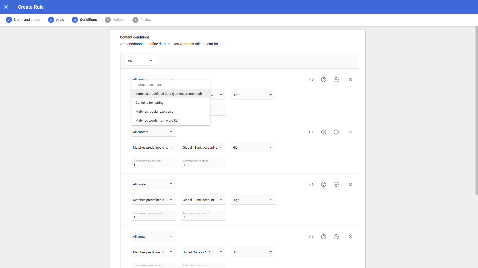 Configure conditions.