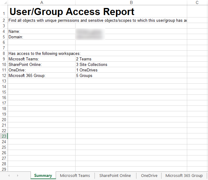User/Group Access Report.