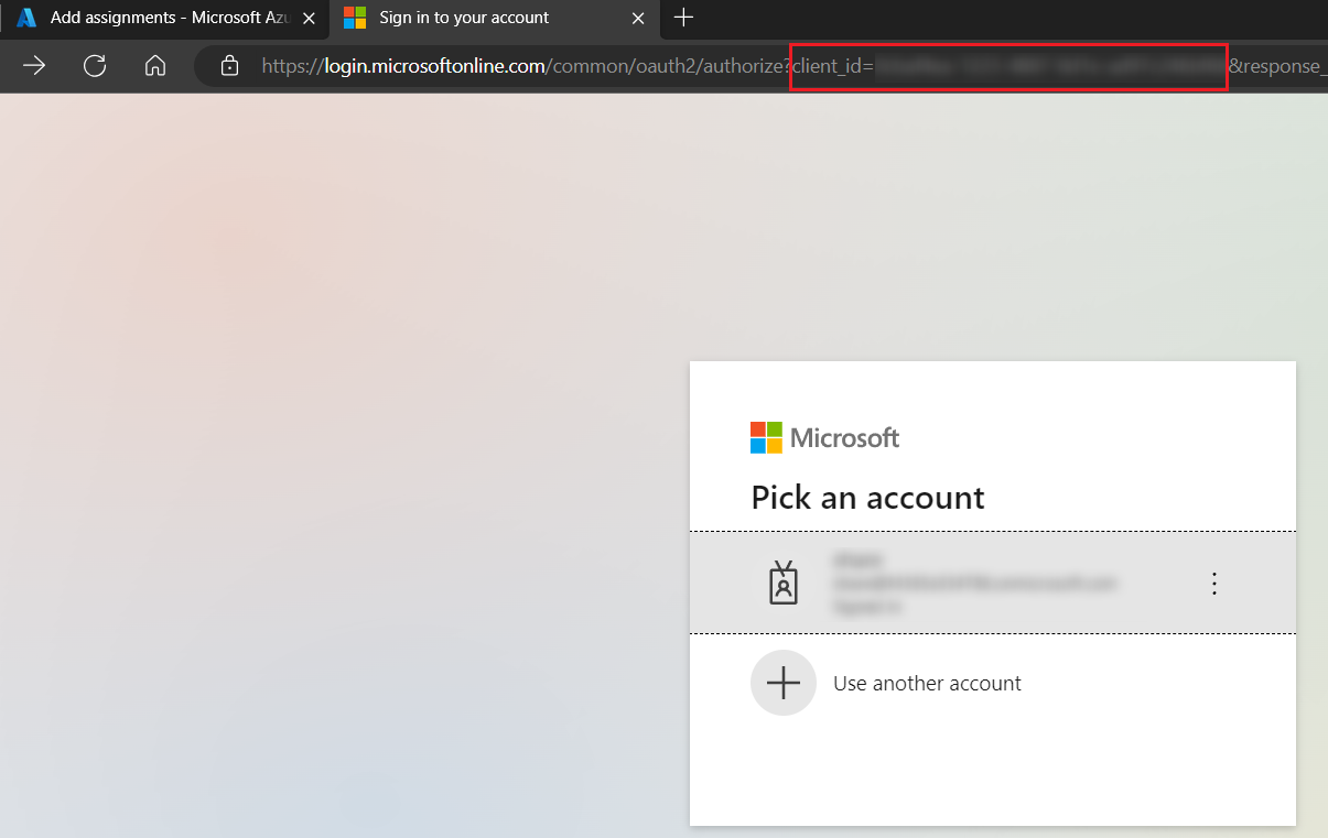 The value of the client ID in the URL of the Microsoft 365 account sign-in page.
