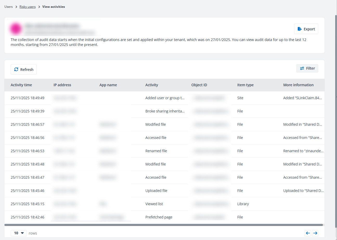 View activities page.