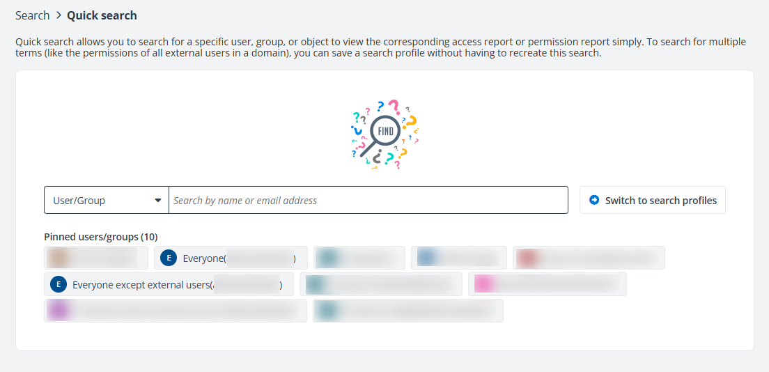 The Quick search page.