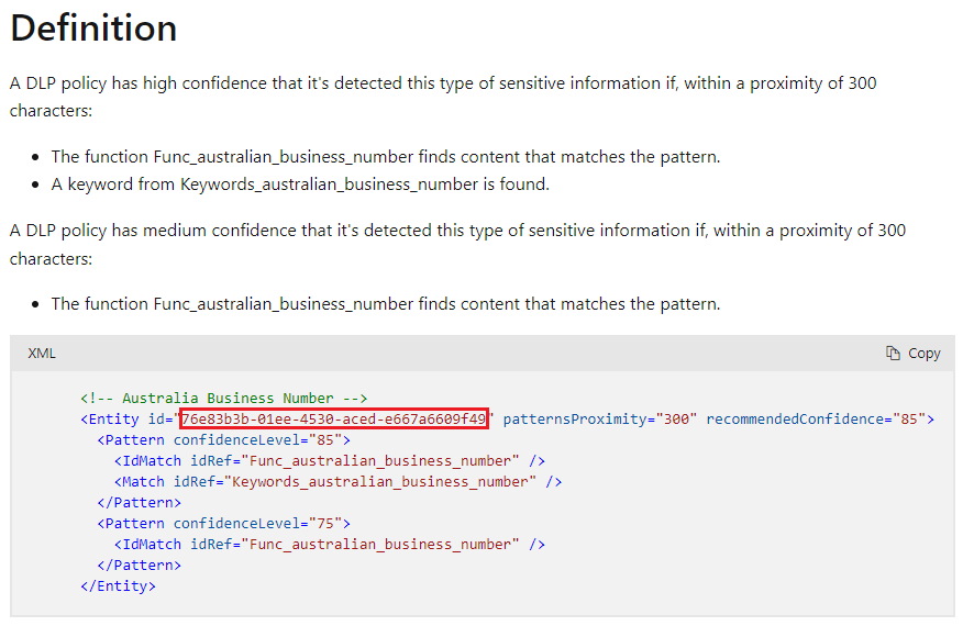 Find the Sensitive Info Type ID.