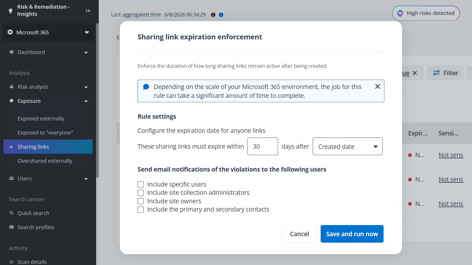 The Sharing link expiration enforcement rule.