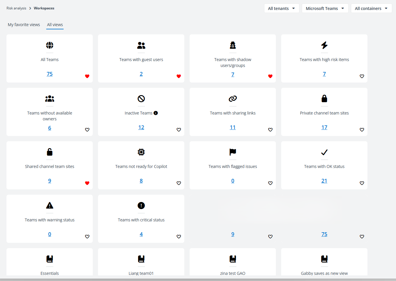 The risk analysis workspaces report. The risk analysis workspaces report.