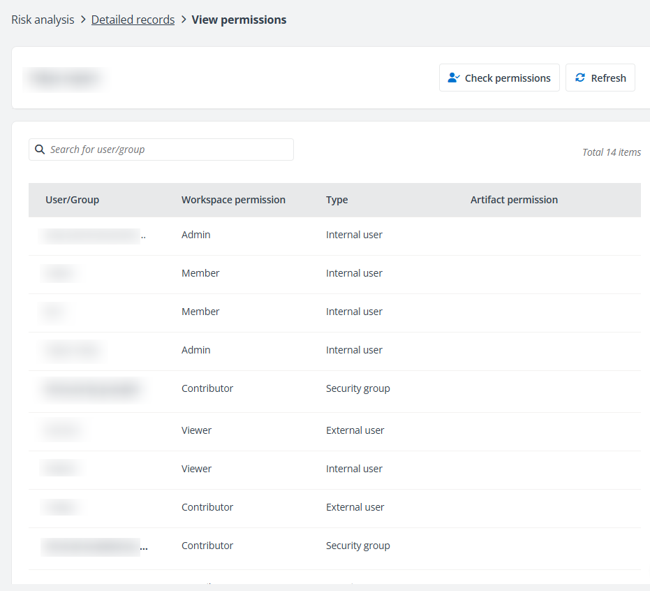 The View permissions page of a Power BI object.